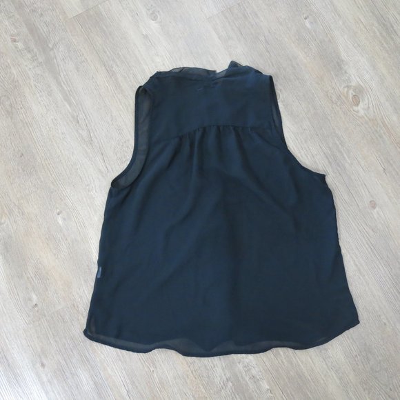 American Eagle Tank Top Sleeveless Sheer Chiffon Black Top - Picture 6 of 6